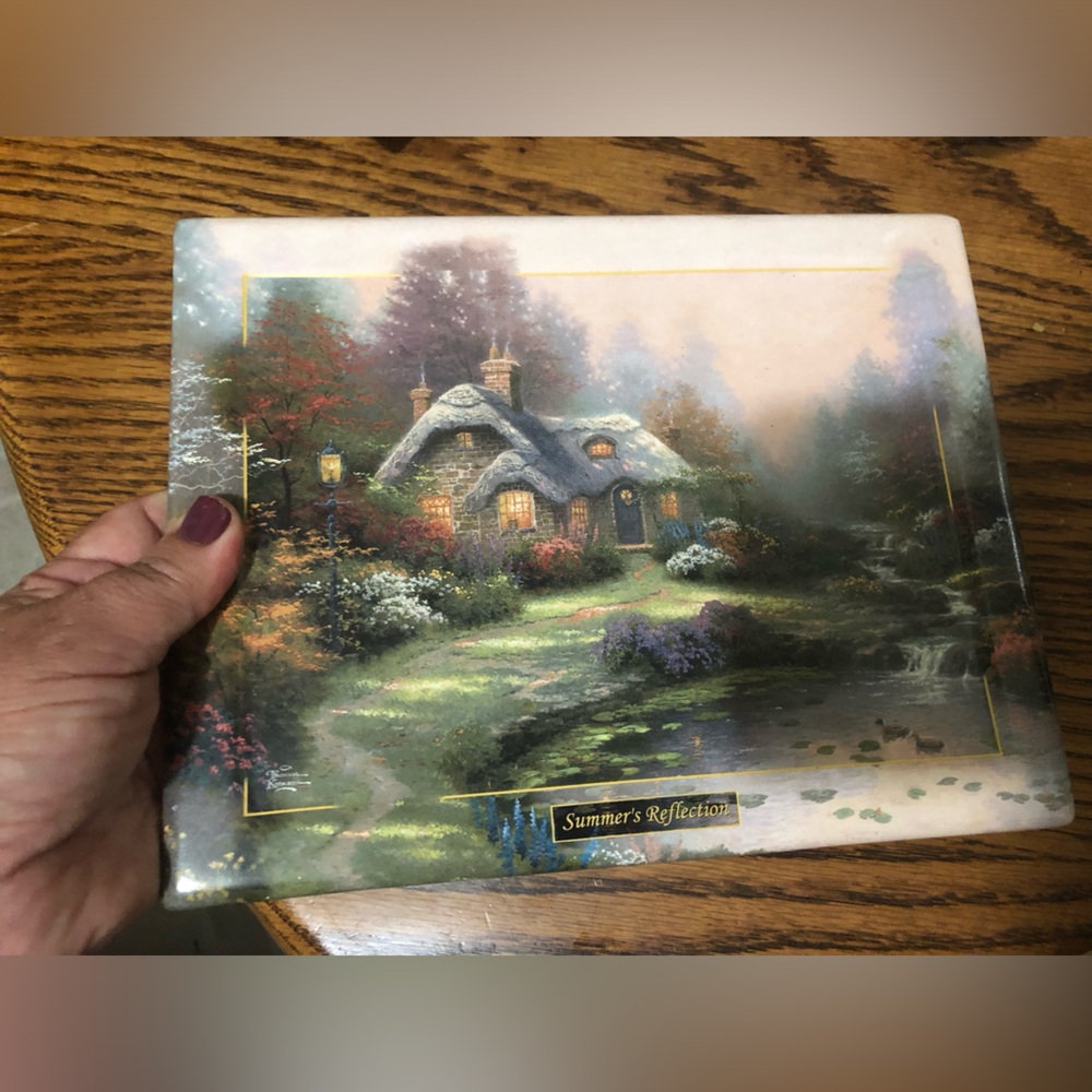 Thomas Kinkade 8x10” Art in metal Not frame with authenticity paper in the back